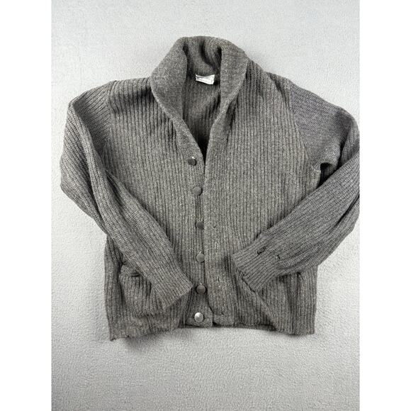 1960’s Vintage Martin Spencer Virgin Wool Black Cardigan Medium Unisex - Picture 1 of 6